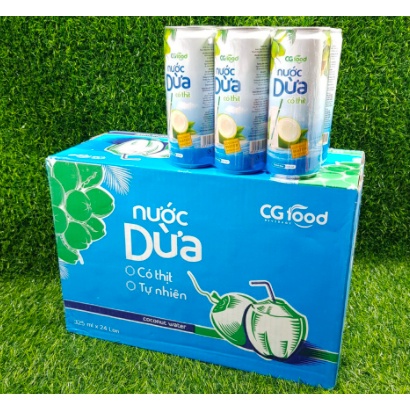 Thùng 24 lon 325ml Nước dừa có thịt CG FOOD