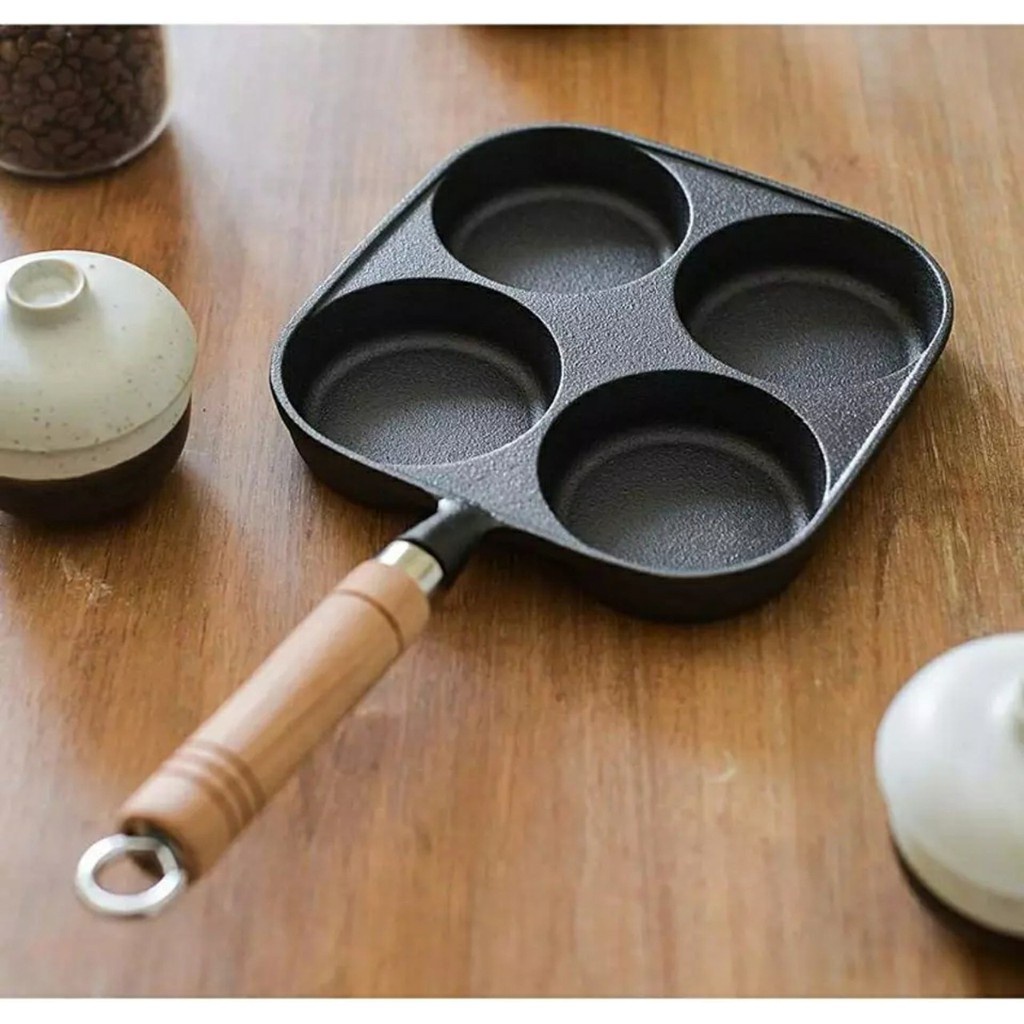 Chảo chiên trứng ốp la làm bánh 4 ngăn 4 lỗ chống dính mini cao cấp