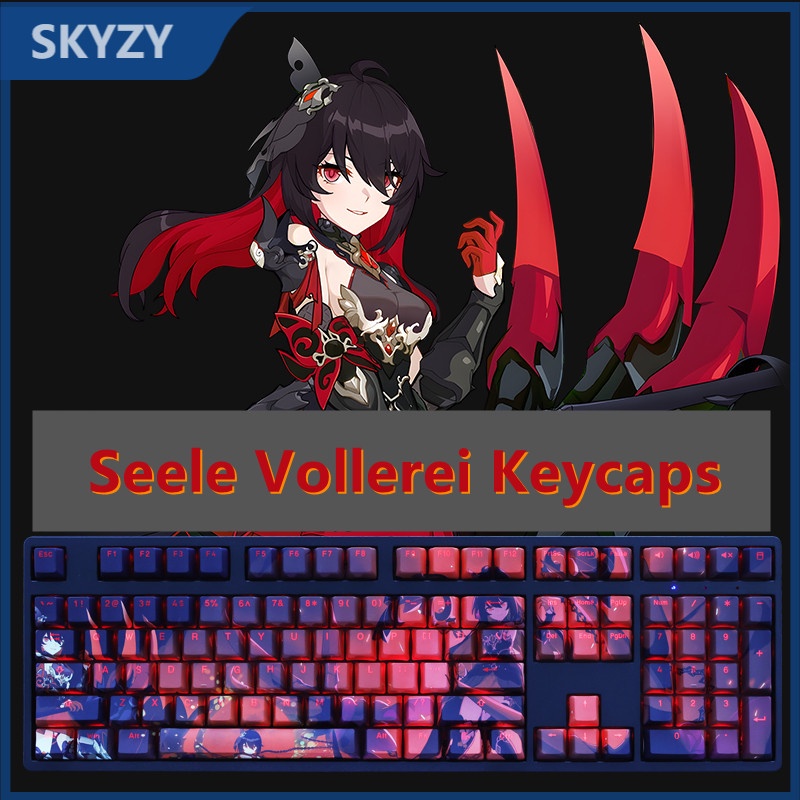 Seele Vollerei Keycaps Cherry Profile Honkai Impact 3 Anime PBT Dye Sub Bàn phím cơ RGB Keycap