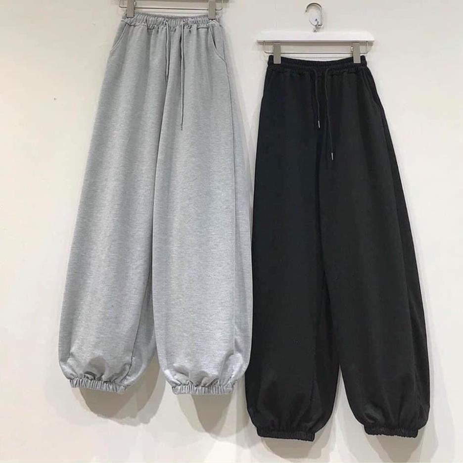 [FREESHIP]  Quần Thun Nỉ GOURD Unisex  Jogger dáng thụng ống rộng bo gấu màu ĐEN | XÁM Ulzzang nam nữ SIÊU HOT