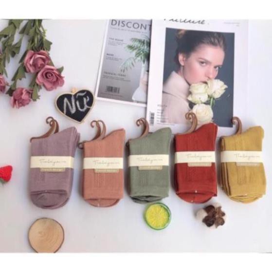 Set 5 Vớ Trơn Gân Cổ Cao (5 Đôi 5 Màu)*