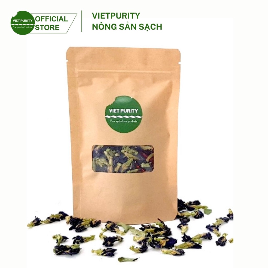 Trà hoa đậu biếc Vietpurity sấy khô 100g - Thảo mộc sạch làm trà, làm màu thực phẩm