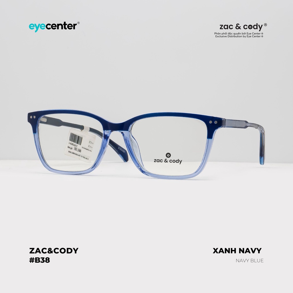 Gọng kính cận nam nữ chính hãng ZAC & CODY B38S lõi thép chống gãy nhập khẩu by Eye Center Vietnam