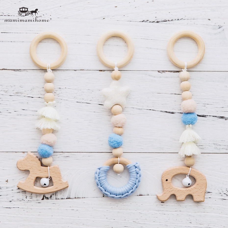 Set 3 đồ chơi gặm nướu MAMIMAMIHOME bằng gỗ hình hoạt hình cho bé sơ sinh