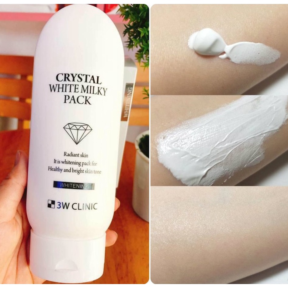 Kem Dưỡng Trắng Toàn Thân 3W Clinic Whitening Crystal White Milky Pack Tone Up 200g