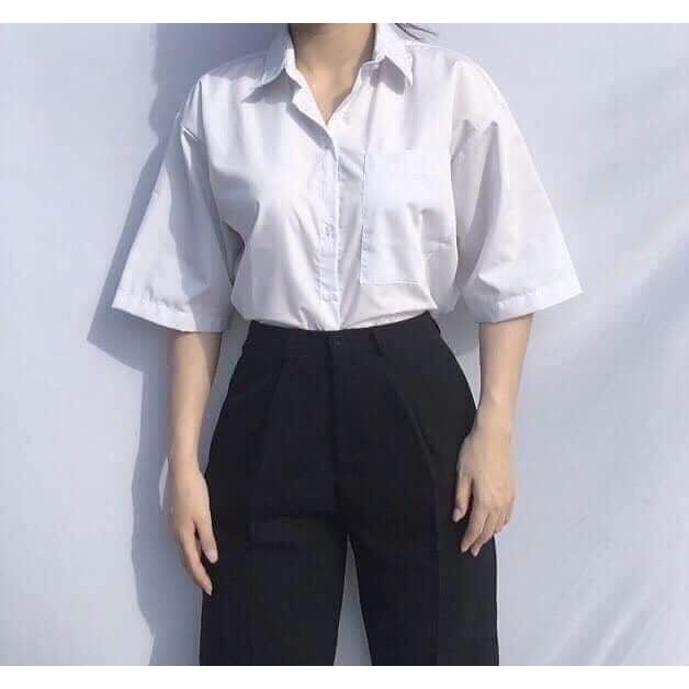 Quần tây nữ lưng thun cạp cao khóa sườn đi học nữ dáng đẹp - Quần baggy nữ cạp cao học sinh cấp 2 3 basic