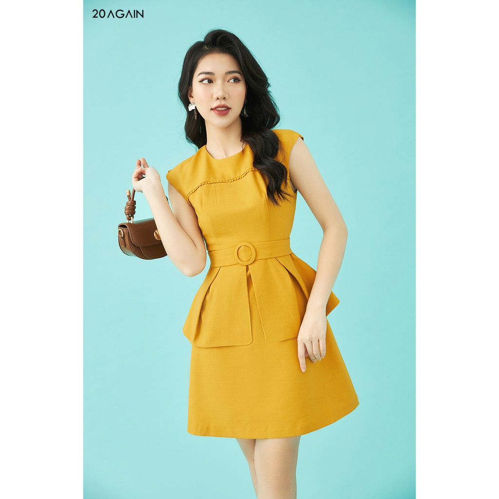 [Mã WABR0101 giảm 10% đơn 99K] Đầm Xòe Peplum Tà Xẻ Công Sở 20AGAIN DEA1229 | BigBuy360 - bigbuy360.vn
