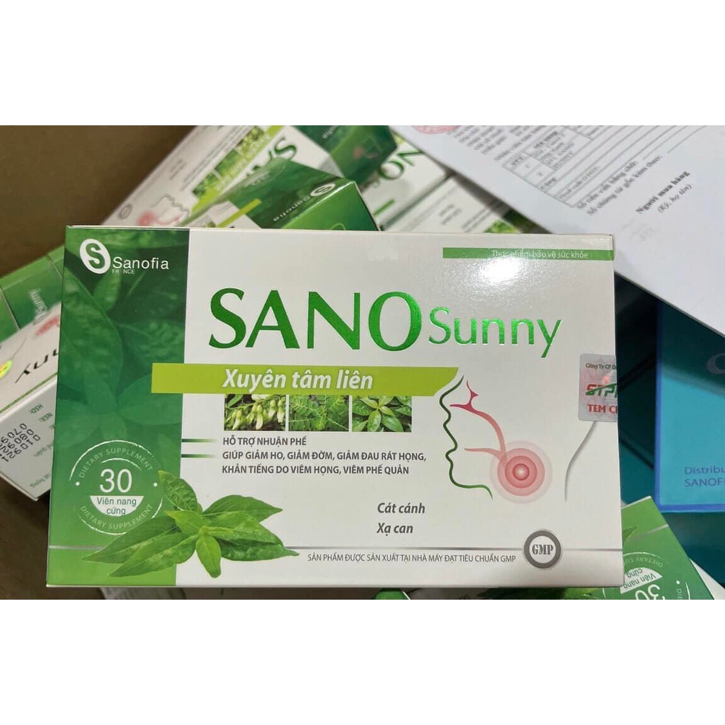 Viên uống Xuyên Tâm Liên Sano Sunny nhuận phế giảm ho - NT074