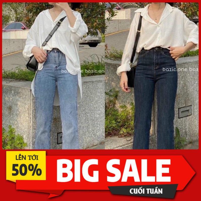 Quần Jeans bò ống đứng cạp cao🌸DAQUY20🌸quần JEANS ống đứng phong cách Hàn quốc cạp cao co zãn cực xinh