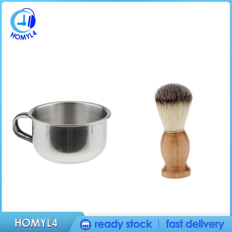 Cốc Đựng Xà Phòng Cạo Râu Bằng Thép Không Gỉ Bền Bỉ Kèm Cọ Cho Nam