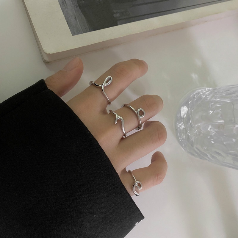Bộ nhẫn hở đan chéo 191037 có thể điều chỉnh kích thước thiết kế đơn giản thời trang Hàn Quốc