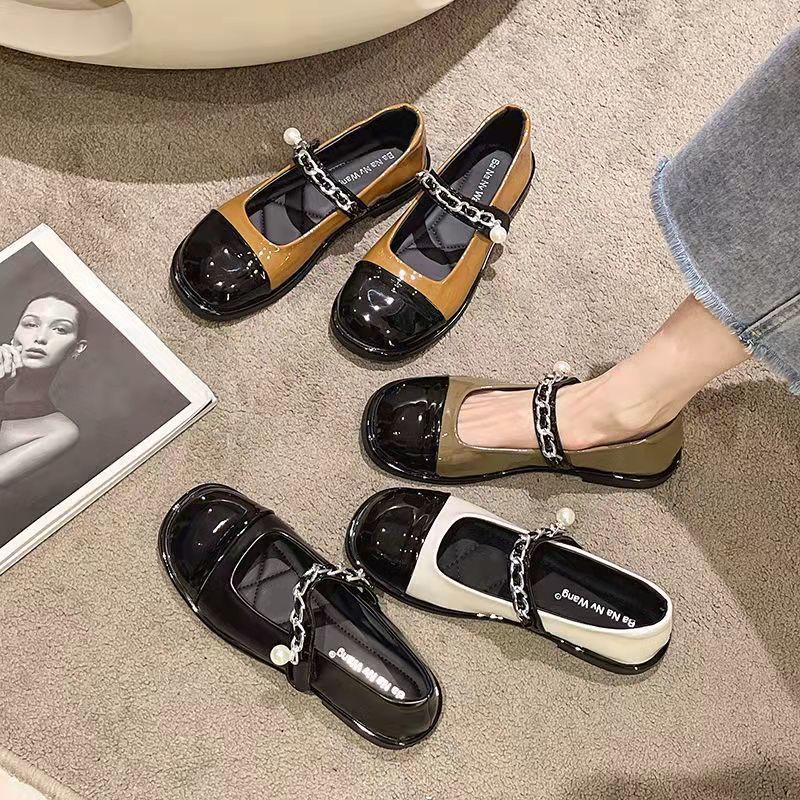 35-42 French retro fairy style Mary Jane shoes round head small leather shoes single-line shoes extra large size women's shoes 41 GZGX