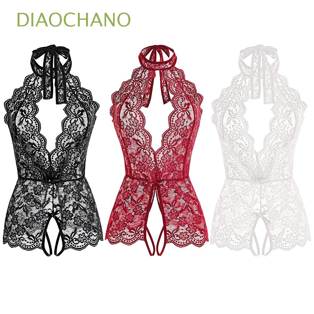 DIAOCHANO Fashion Women Transparent Lace Ladies Crotchless Bodysuit Lingerie