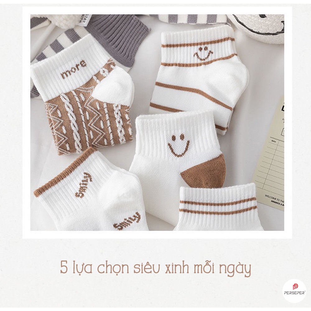Tất cổ ngắn nữ phong cách Hàn Quốc, set vớ nữ chất liệu vải cotton thoáng khí - Cherry Shop