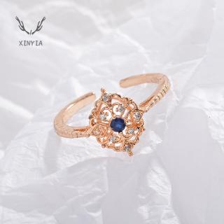 Nhẫn Hở Nữ Chạm Khắc Hình Hoa Đính Đá XY1
