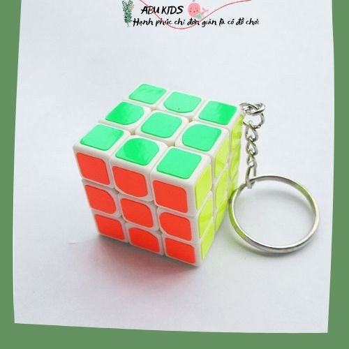 Móc khóa kiêm đồ chơi RUBIK 3X3 - Rubik lập phương màu sắc tích hợp móc khóa tiện dụng A388