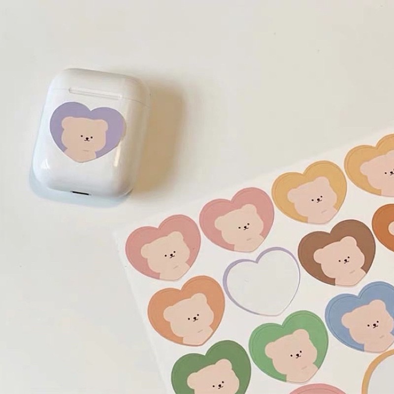 Stickers trái tim hình bé gấu
