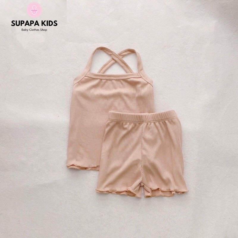 Bộ rời hai dây cho bé Gái, bộ đồ cho bé chất tăm lạnh ngày hè cho bé từ 3-12kg