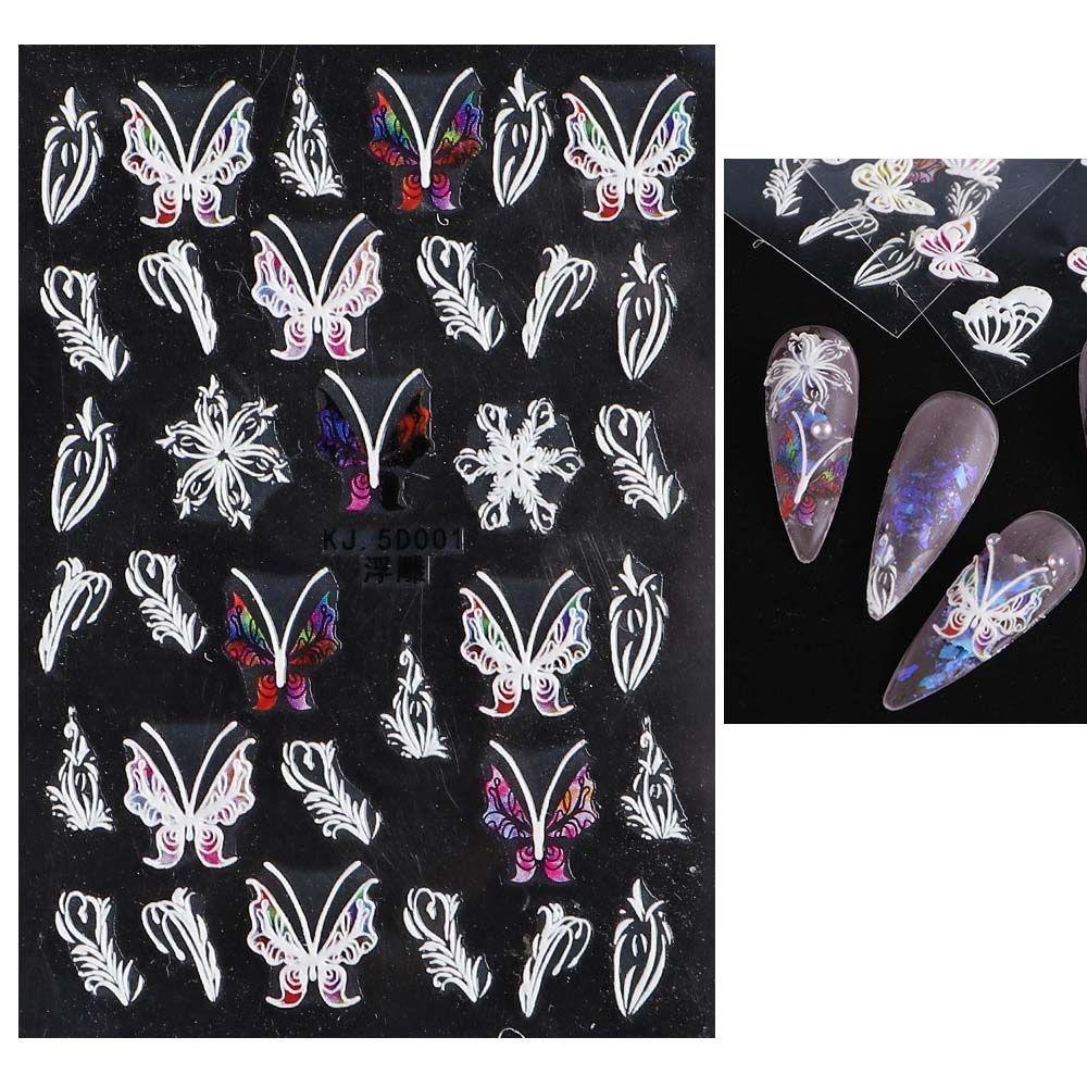 Miếng Dán Trang Trí Móng Tay Tự Dính Họa Tiết Bướm Nhiều Màu Sắc