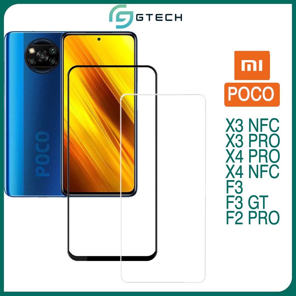 Kính cường lực Poco X3 NFC / Poco F3 Pro/ X3 Pro/ F3 GT / F2 Pro / X4 Pro 4G / X4 - Full màn hình và Trong suốt [Mã mới]