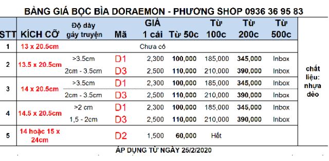 [Mã LIFEXANH03 giảm 10% đơn 500K] 10 cái Bọc bìa bao bìa loại mỏng dẻo khổ dài 20,5cm mã D1 và D3