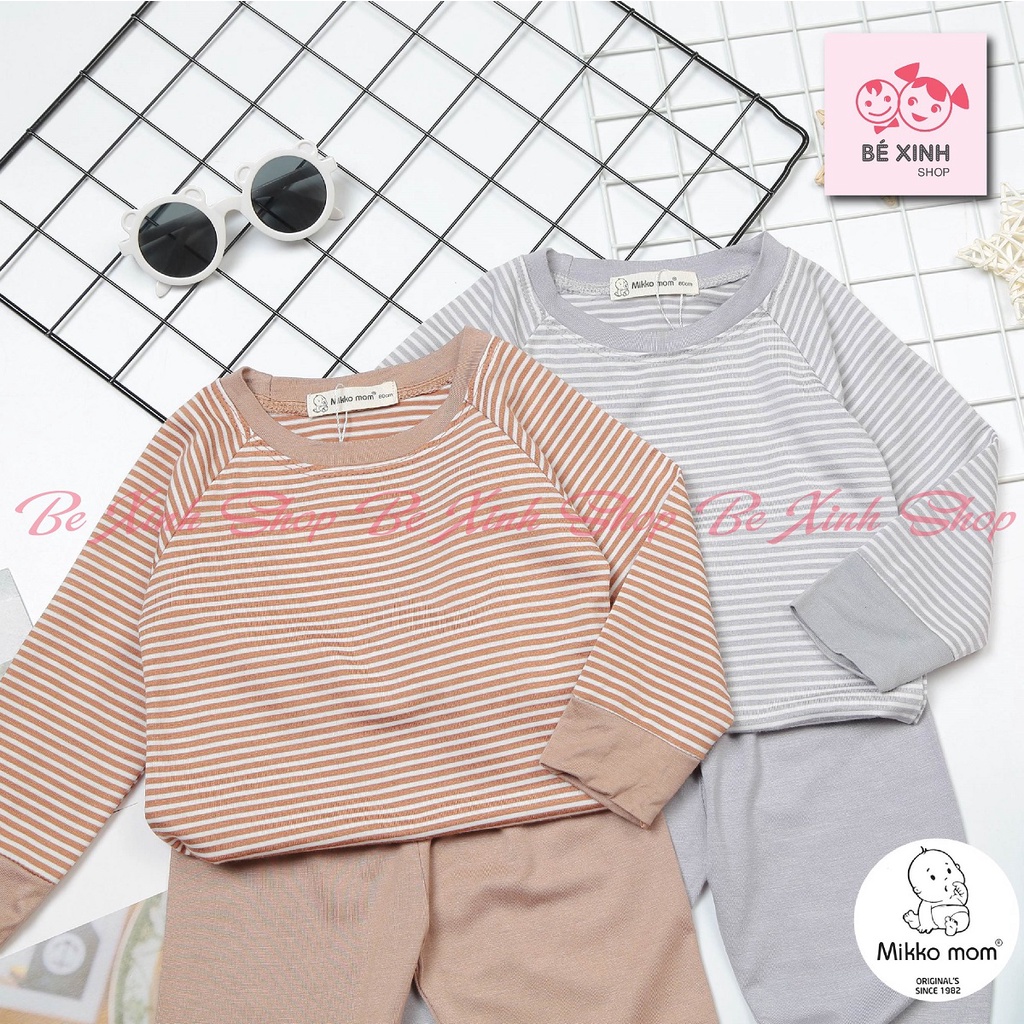 Đồ Bộ Thu Đông Dài Tay Cho Bé Trai Bé Gái Mikko Mom  Bộ Quần Áo Ngủ Cho Bé Trai Gái Thun Lạnh SỌC NHUYỄN