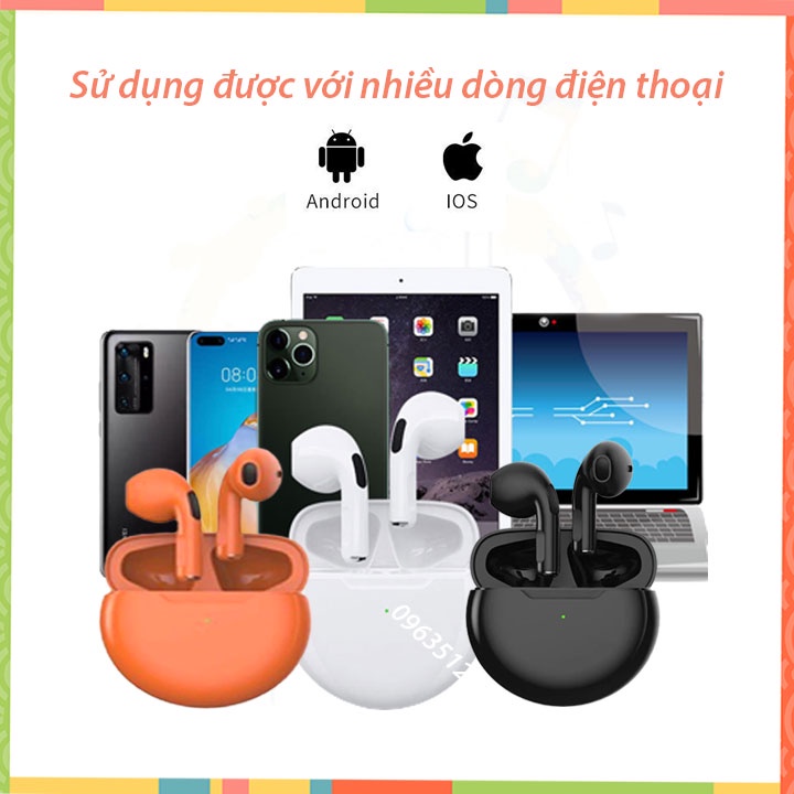 Tai nghe  không dây bluetooth Pro6 TWS, tai nghe bluetooth 5.0
