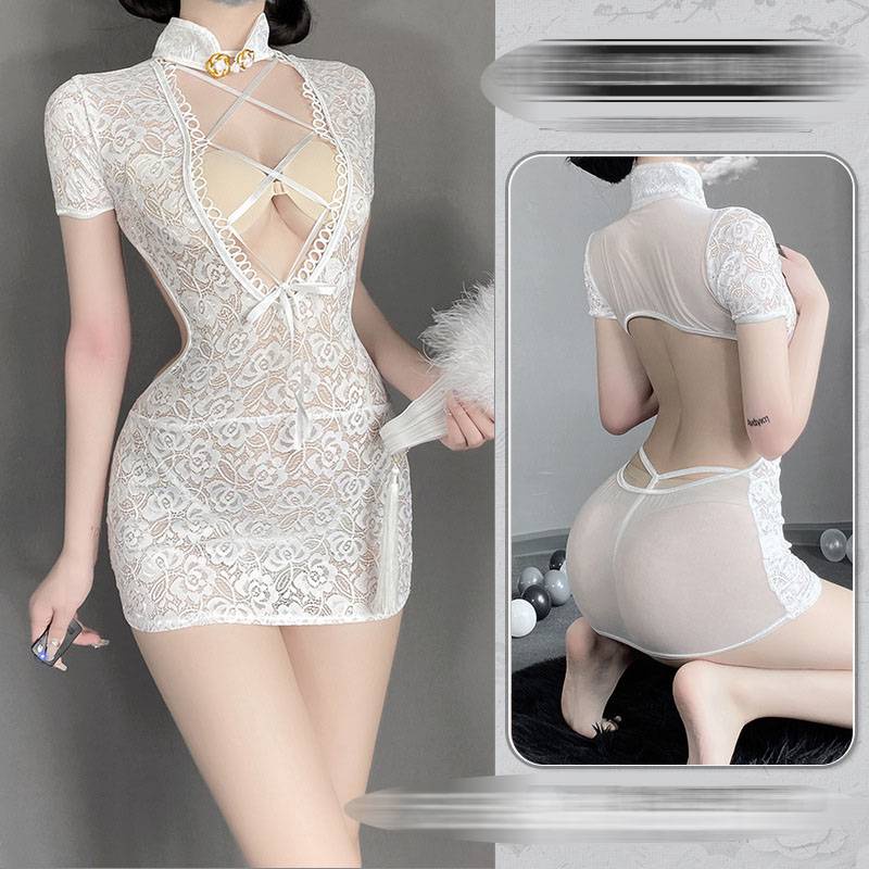 Bộ Đồ Ngủ Phong Cách Sườn Xám Phối Ren Gợi Cảm Thời Trang Cho Nữ