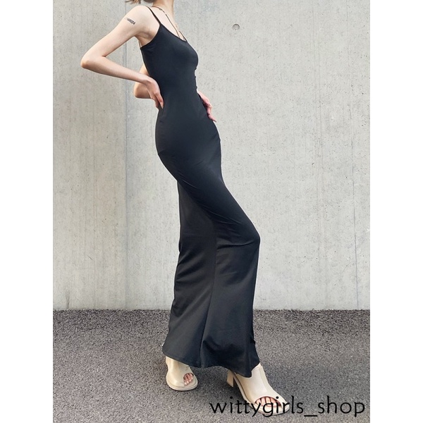 Wittygirls_ Shop | Đầm Hai Dây Màu Sắc Đơn Giản Quyến Rũ Cho Nữ