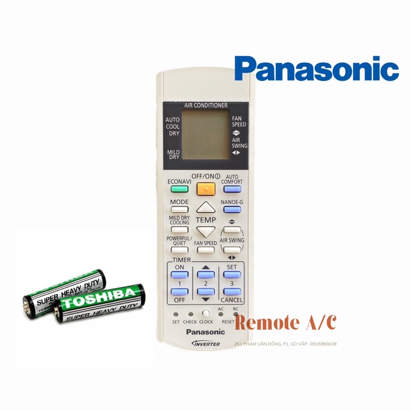 REMOTE máy lạnh PANASONIC INVETER CHÍNH HÃNG nhỏ ( tặng pin )
