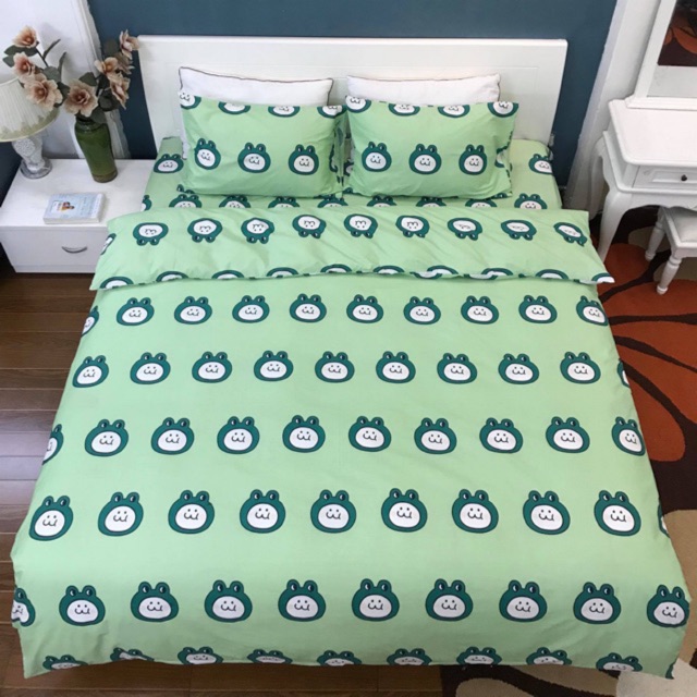 Bộ Chăn Ga Gối Cotton Poly Ếch Xanh