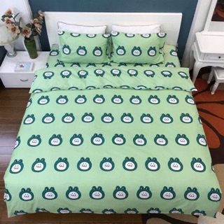 Bộ chăn ga gối cotton poly ếch xanh