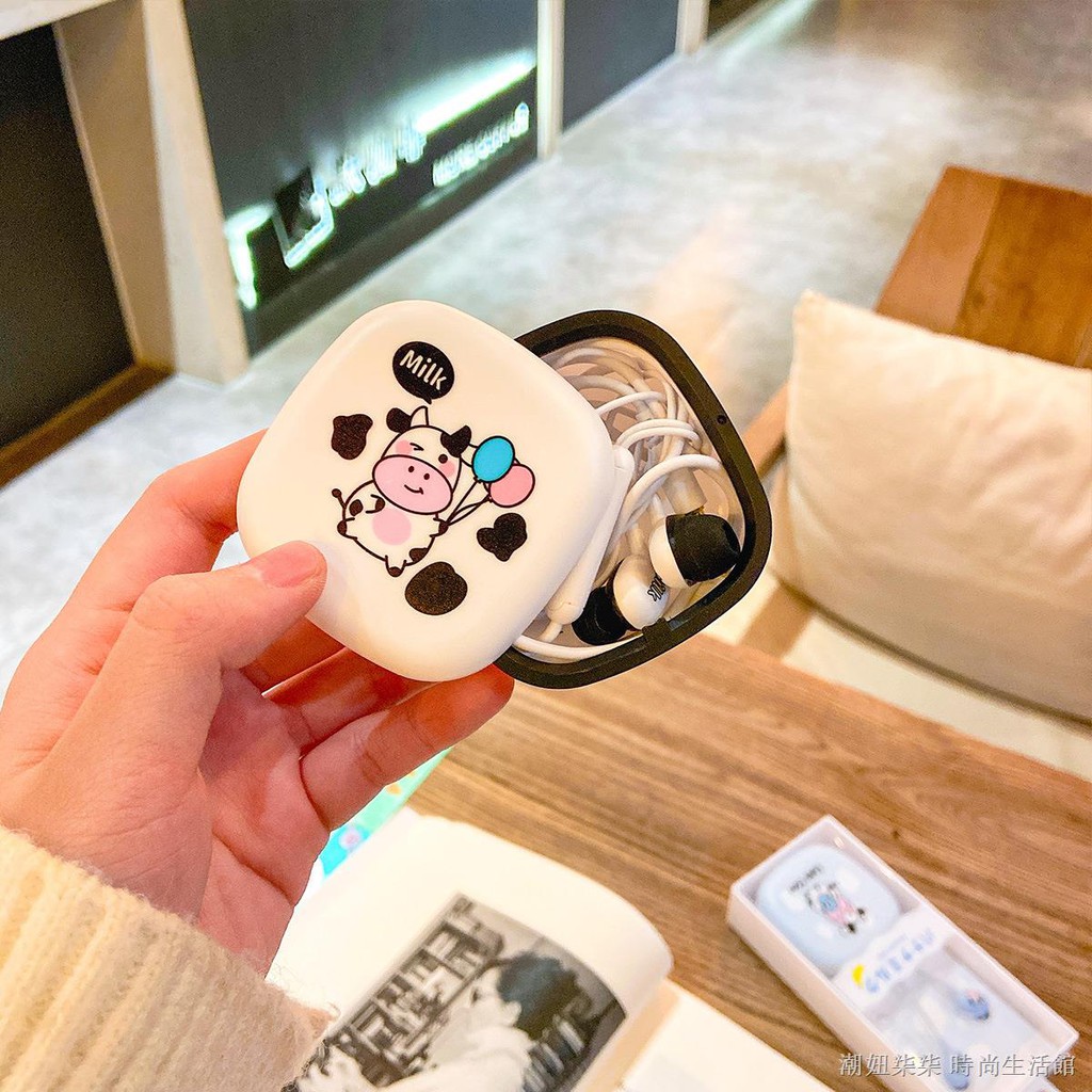 Dễ Thương Hộp Đựng Tai Nghe Nhét Tai Có Dây Mềm Hình Bò Sữa Đáng Yêu | BigBuy360 - bigbuy360.vn