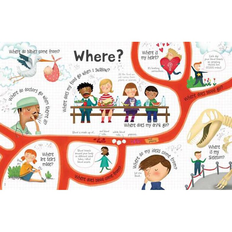 Sách Usborne - tương tác lật mở cho bé 6-8 tuổi Lift The Flap QUESTIONS ANSWERS BODY