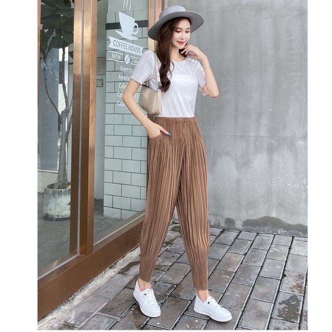 quần xếp ly bo gấu Quảng Châu dáng rộng mỏng thoáng mát dễ mặc