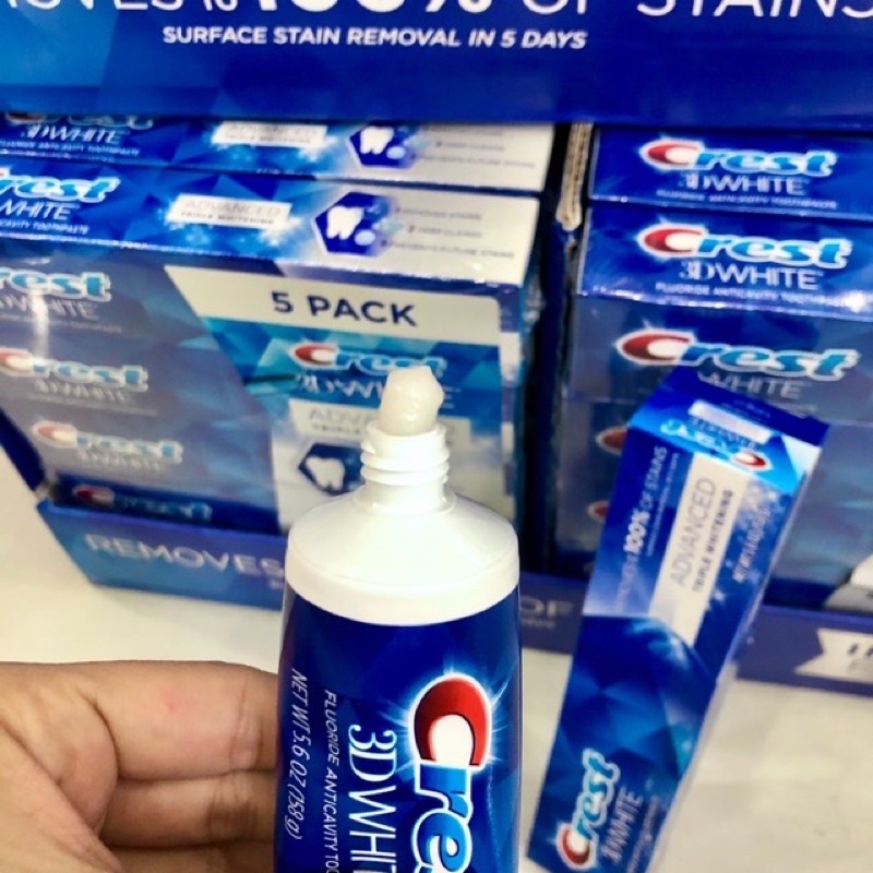 Kem đánh răng Crest 3D White Advanced Triple Whitening tuýp 158g từ Mỹ