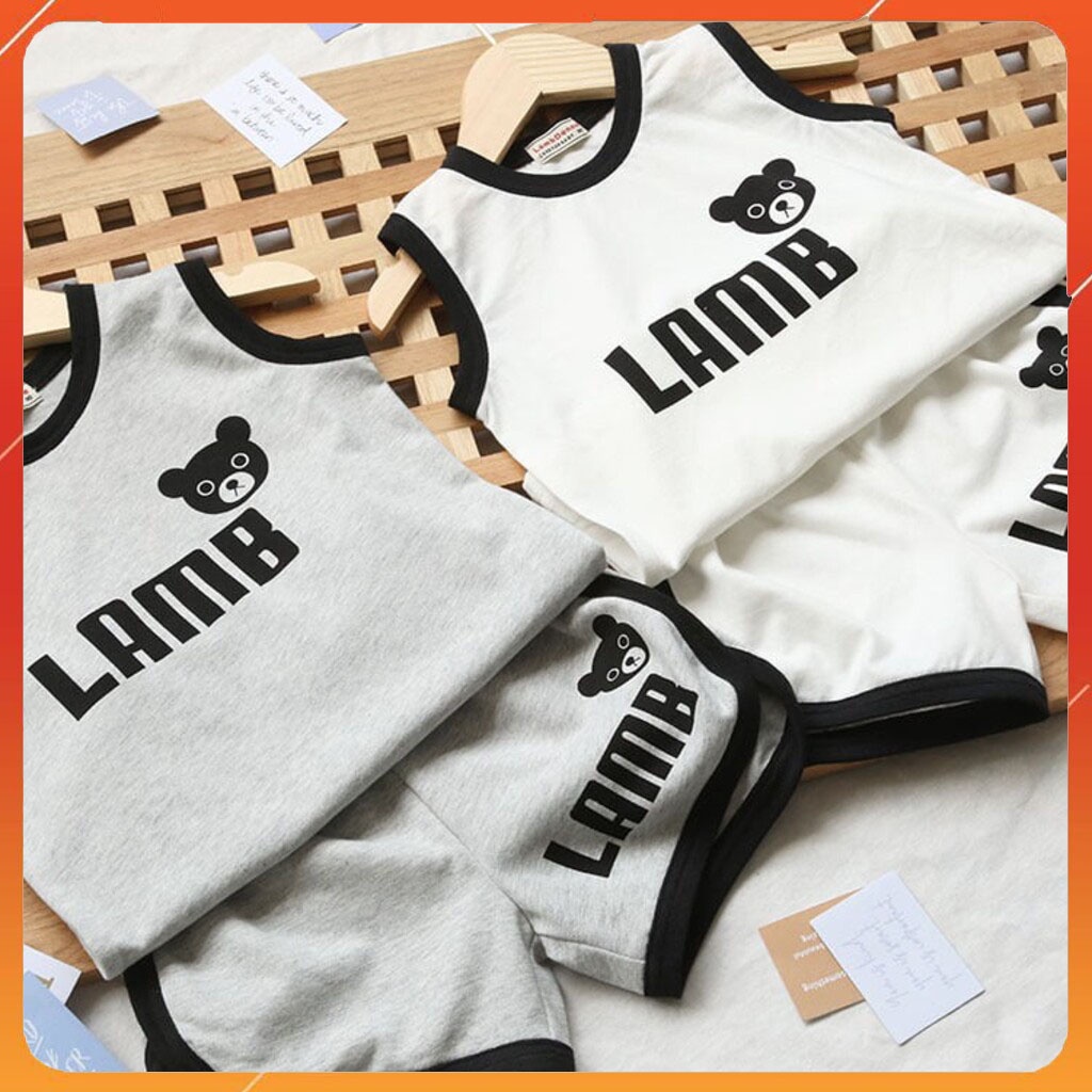 Bộ ba lỗ sát nách cho bé trai bé gái Binbon kids, áo thun cho bé in hình chú gấu ngộ nghĩnh cho bé Từ 6 -27kg