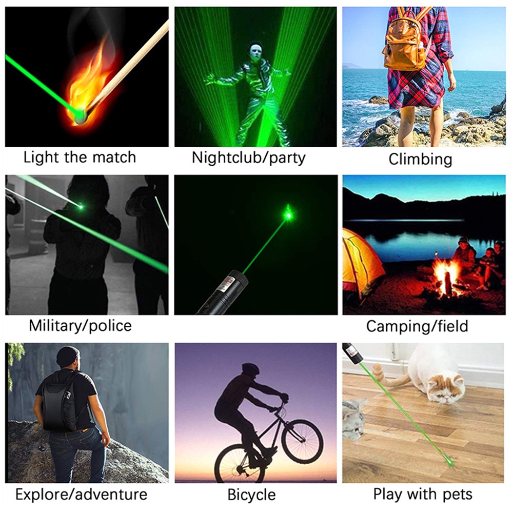 Bút Chiếu Tia Laser Xanh Lá 532nm Năng Lượng Cao Phạm Vi 10 Dặm #Ls-303u