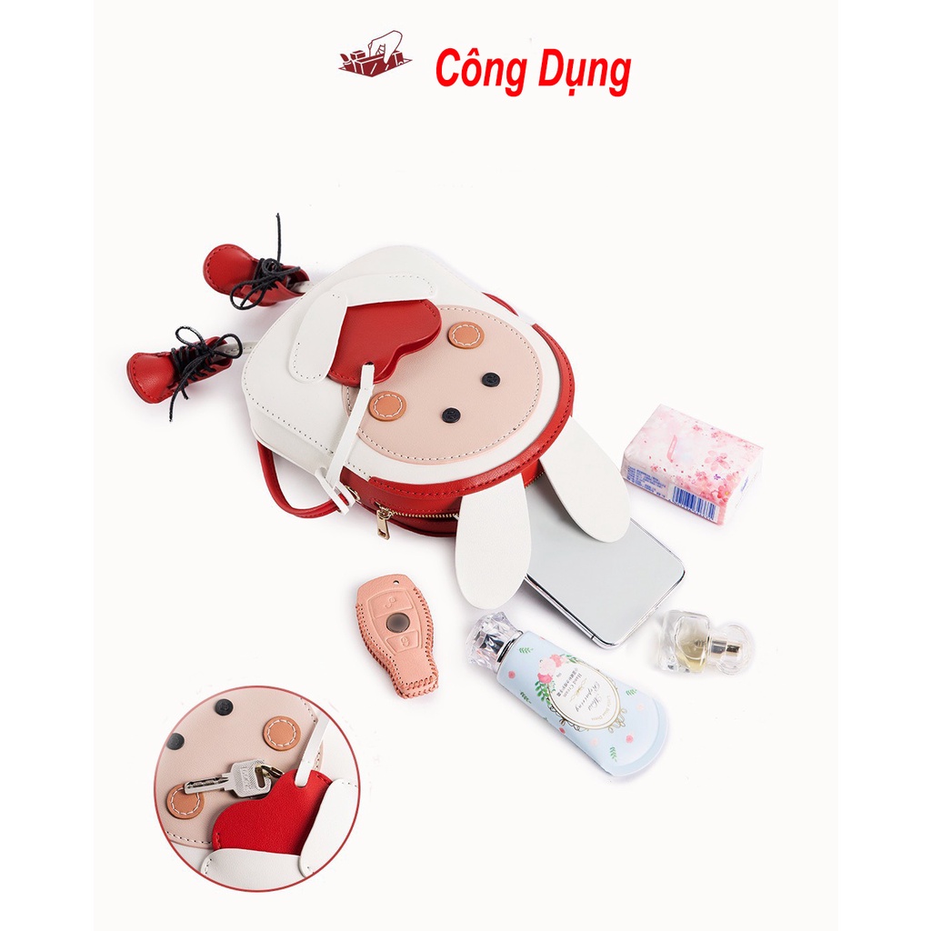 Túi tự đan EBI HANDMADE da Pu hình con thỏ tình yêu, quà tặng cho bạn gái - ES48