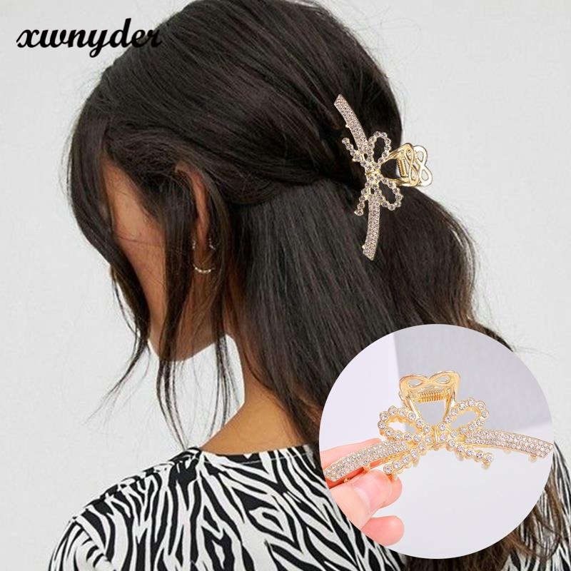 Kẹp Tóc Nơ Đính Ngọc Trai Bằng Kim Loại Phong Cách Hàn Quốc Thời Trang Cho Nữ