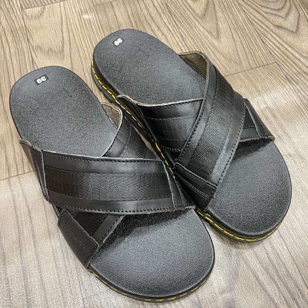 Dép nam quai ngang chéo da bò