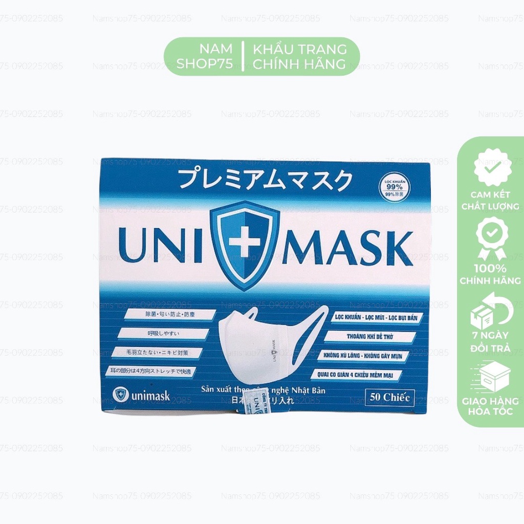 [CÓ SẴN]10 Hộp Khẩu Trang 3D Kháng Khuẩn UNI MASK Quai Co Dãn 4 Chiều Rộng Rãi Thoáng Khí,Lọc Mùi,Lọc Bụi Bẩn