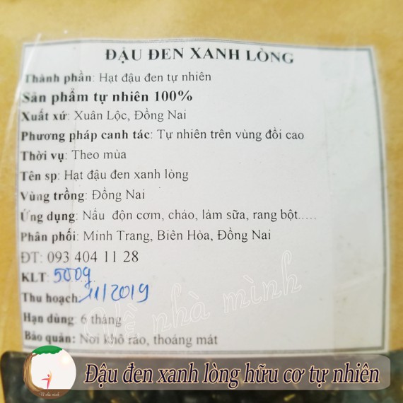 ĐẬU ĐEN XANH LÒNG HỮU CƠ TỰ NHIÊN 500G canh tác theo mùa vụ, không chất bảo quản