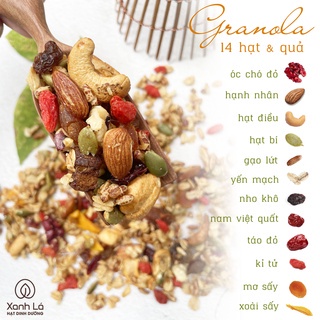 Siêu Phẩm Granola Giảm Cân Lợi Sữa XANH LÁ - Ngũ Cốc Ăn Kiêng mix 14 Hạt Và Quả Cao Cấp