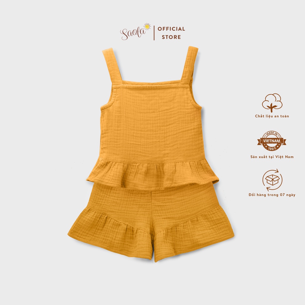 Bộ Hai Dây Bé Gái Chất Liệu Muslin Mềm Mịn Thoáng Mát - 3 Màu - SAOLA KIDS