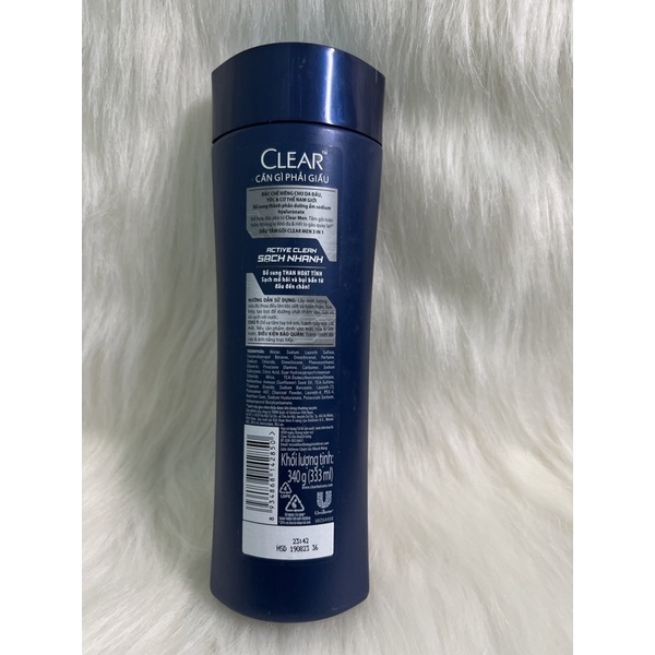 (340g)Dầu tắm gội Clear Men 3 trong 1 Tắm + Gội + Dưỡng