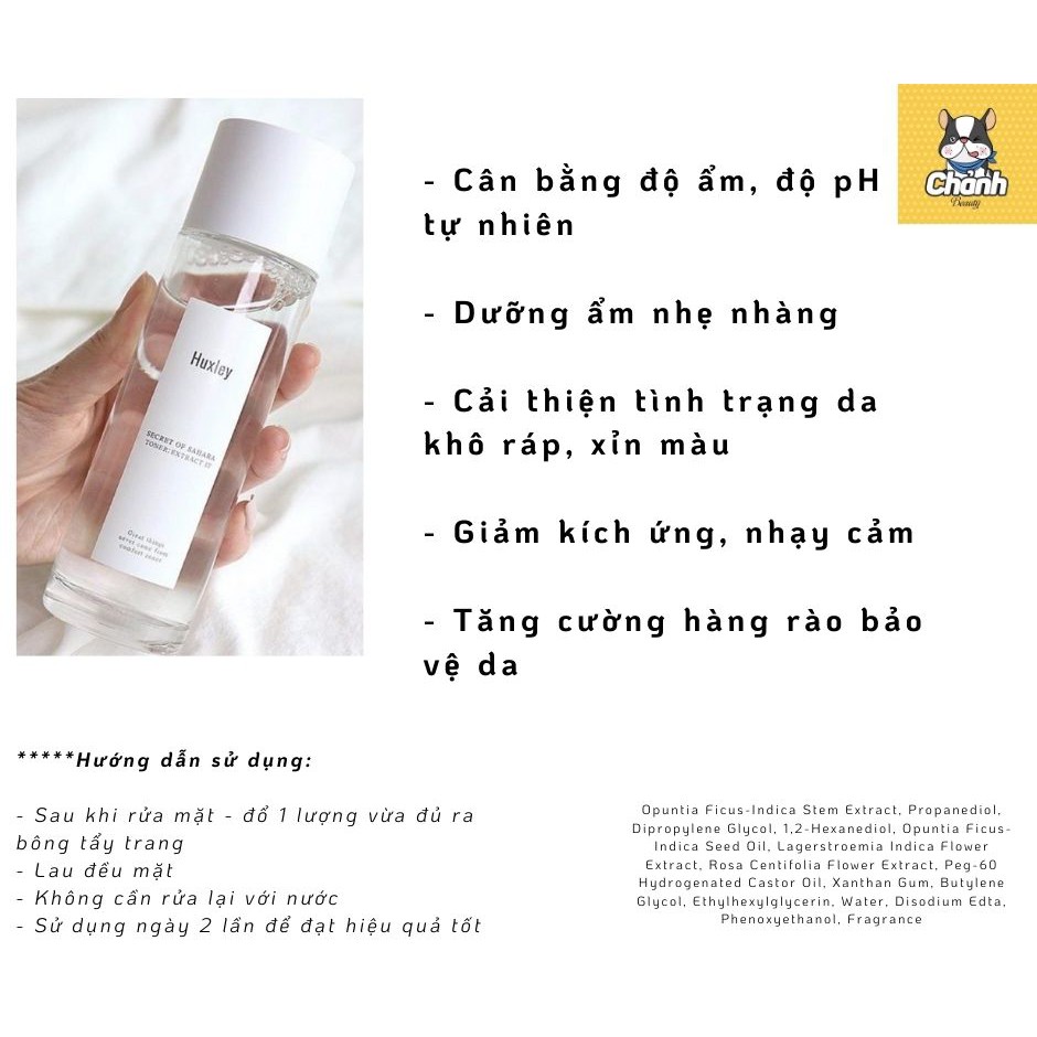 Nước hoa hồng dành cho da nhạy cảm Huxley Toner Extract It 120mL