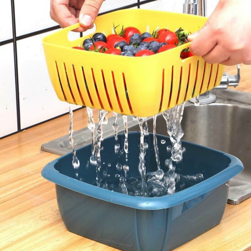 Rổ Nhựa Kèm Chậu Có Nắp Đậy Chống Bụi Tiện Dụng ZA39