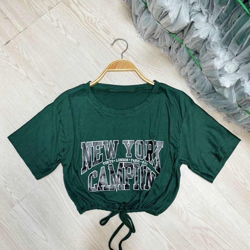 Áo thun croptop rút dây eo (kèm ảnh thật)