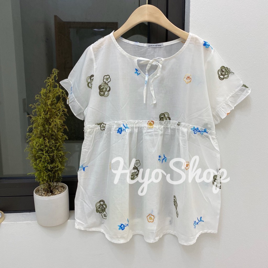 Áo Bầu Thêu Họa Tiết Hoa To Trẻ Trung Hàng Chuẩn đẹp